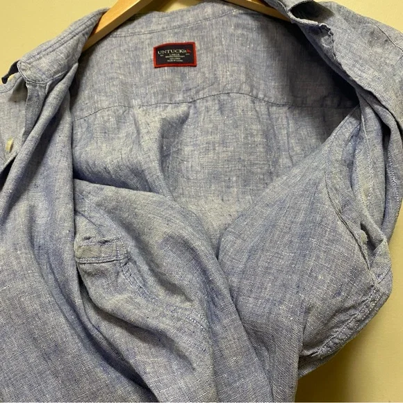 UNTUCKit Linen Valente Short Sleeve Shirt Size L - Picture 9 of 13